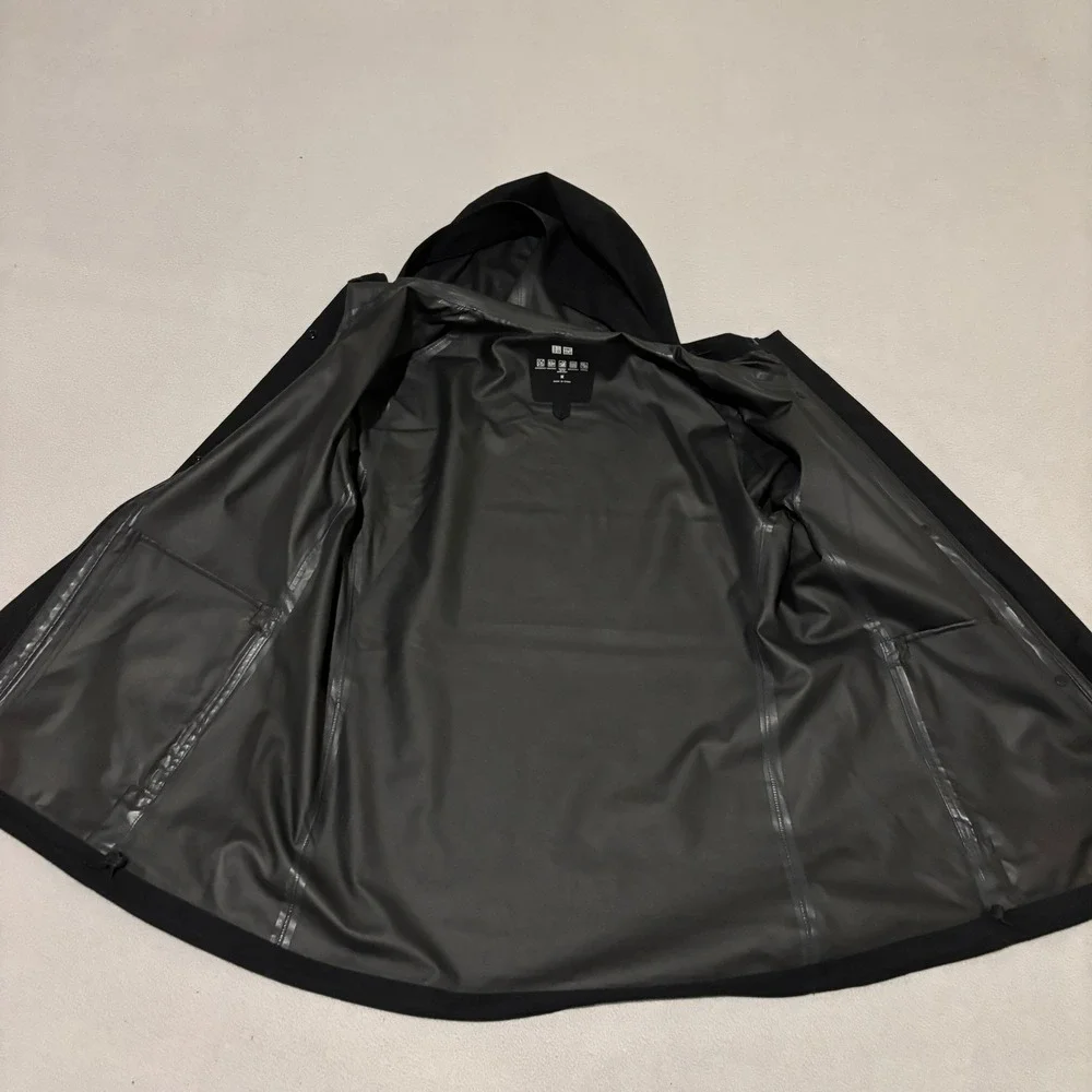 Uniqlo Blocktech Parka Mens Medium Black Waterproof Windproof Hooded Jacket - Picture 2 of 6